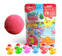 ZIMPLI - Bomba de baño sorpresa de pato de Navidad grande, 1 de 6 juguetes de pato para coleccionar, uno por bomba de baff, juguetes de Navidad para niños, juguetes de baño para rellenar calcetines