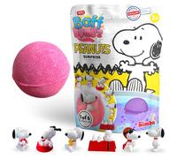 ZIMPLI Bomba de baño sorpresa grande de Peanuts, 1 de 6 juguetes sorpresa de Snoopy para coleccionar, uno por bomba de baño, regalo de dinero de bolsillo, figuras coleccionables, regalos de bolsa de