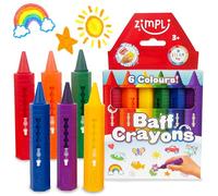 Zimpli Kids 6 crayones Grandes de baño, Juguetes de baño para niños Coloridos y Lavables, Juguetes creativos para la Ducha sin desorden, Hacen Que la Hora del baño Sea Divertida