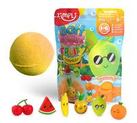 Zimpli Kids Bomba de baño grande con sabor a fruta, la bomba de baño contiene 1 de 6 juguetes de frutas sorpresa para coleccionar, bombas de baño regalo para niños con sorpresa en el interior, regalos