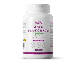 ZINC 25 MG de HSN | 120 Tabletas de Gluconato de Zinc que aporta 25mg de Zinc Mineral por tableta | Forma de Alta Absorción y Dosis Elevada | Suministro 4 Meses | No-GMO, Vegano, Sin Gluten