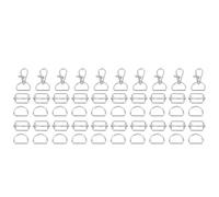 Zinc Alloy Fastener Key Chain Kit 50Pcs D Ring Sliding Buckle Lobster Hook Key Ring Set for Purse Bag Jewelry Making Silver