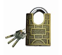 Zinc Alloy Key Padlock,Vintage Brass Safety Lock,Anti-Hydraulic Shears,60mm,3 Keys(Style1)