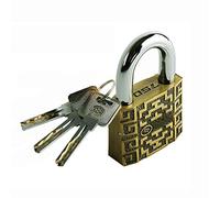 Zinc Alloy Key Padlock,Vintage Brass Safety Lock,Anti-Hydraulic Shears,60mm,3 Keys(Style2)