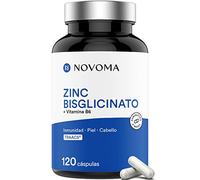 Zinc Bisglicinato TRAACS 15 mg + Vitamina B6 Bioactiva | Altamente Biodisponible y Dosis Elevada | Sistema Inmunológico | 120 Cápsulas | Fabricado en Francia | NOVOMA (ex Nutrivita)