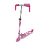 Zinc Patinete explorador plegable de dos ruedas, diseño de unicornio con borlas y campana, ruedas LED, plegable, asas plegables, cubierta antideslizante, altura ajustable, para mayores de 3 años, gran
