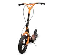 Zinc Radikal BMX Scooter - Naranja y Negro, Scooter híbrido y BMX, neumáticos de 12 pulgadas, frenos de manillar duales, placa antideslizante grande, manillar ajustable, niños y adultos