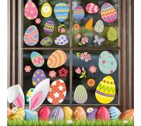 Zindoo Pegatinas Pascua para Ventana Huevos de Pascua Decoracion Pascua 70 Piezas Coloridos Reutilizar Estampadas por Ambas Caras Electrostáticas para Decoración de Ventanas