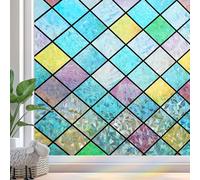Zindoo Vinilos para Cristales Vinilo Adhesivo Cristal Efecto Arcoiris 3D 75 × 200cm Proteger la Privacidad Anti UV Decorativo para Dormitorio, Sala, Comedor, Cocina