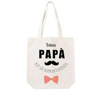 Zinello Design Bolso Tote Futuro Papá Regalo Baby Shower - Bolsa Algodón 100% Kit Supervivencia - Regalo Papá Personalizado Hombre Original