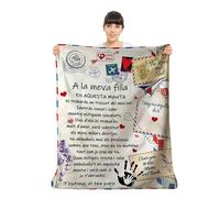Zinello Design Manta para mi Hija en catalán - Carta de Madre o Padre - Regalo emotivo para Hija Adolescente - Cobertura Suave para cumpleaños y Navidad (Filla - Teu Pare, 150 x 200 cm)