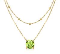 Zinello Design TILOVE Collar Mujer Piedra de Nacimiento - 12 Meses | Doble cadena ajustable, acero inoxidable 316L chapado oro 18K, piedra natural 6 mm, caja regalo con tarjeta
