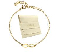 Zinello Design TILOVE - Pulsera de Infinito para Mujer en Oro - Acero inoxidable 316L hipoalergénico y resistente al agua - Ajustable 16+5 cm - Joyería simbólica con regalo de bolsa y tarjeta