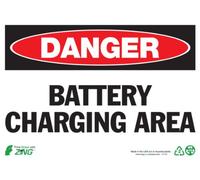 Zing Eco seguridad señal, peligro zona de carga de baterías, disponible en diferentes tamaños y materiales