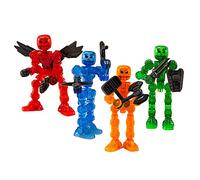 Zing Klikbot - Juego completo de 4 figuras de acción articulables con armas, translúcidas, crea animación Stop Motion, para edades de 6 años en adelante (héroes de la serie 1)