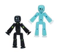 Zing StikBot Dual Pack - Incluye 2 StikBots - Figuras de acción y accesorios coleccionables, animación Stop Motion, a partir de 4 años (azul hielo + brillo negro sólido)