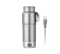 ZING TTI Taza de viaje eléctrica de 520 ml, titanio puro de doble capa, gris mate, ajustes ajustables de varias temperaturas, compatible con 100 V-240 V, taza portátil para bebidas calientes