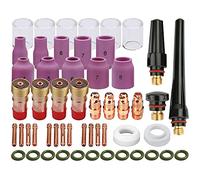 Zinger Juego de 53 lentes de gas de Torcha de Soldadura TIG #10 Pyrex Glass Cup Accesorios para DB SR WP-17/18/26 TIG Welding Torch, con taza, tapa trasera, nozzle+Collet Body+gas Lens+Cup Gasket
