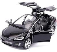 zingking Tesla Model 1:32 Tesla Model S Alloy Pull-Back-Automodell, Tesla Model X 90 1:32 vehículo de aleación de retorno coche de juguete con sonido y luz (negro)