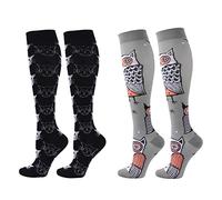 Zingso 2 Pares de Calcetines de Compresión para Mujeres y Hombres de 20 a 25 mmHg, los Mejores Deportivos y Médicos Para Correr, volar, viajar, Enfermeras (S/M, Negro+Gris)
