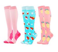 Zingso 3 Pares de Calcetines de Compresión para Mujeres y Hombres de 20 a 25 mmHg, los Mejores Deportivos y Médicos Para Correr, volar, viajar, Enfermeras (S/M, Mezcla Color-10)