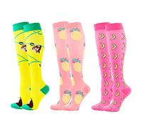 Zingso 3 Pares de Calcetines de Compresión para Mujeres y Hombres de 20 a 25 mmHg, los Mejores Deportivos y Médicos Para Correr, volar, viajar, Enfermeras (S/M, Mezcla Color-7)