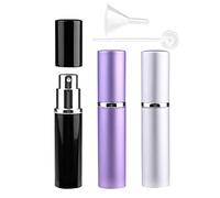 Zingso Botella de perfume portátil mini recargable, 3 piezas de tamaño de viaje con atomizador de perfume, estuche de botella de spray vacío para exteriores y viajes con embudo y difusor de perfume (A