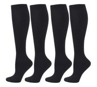 Zingso Calcetines de compresión para mujeres y hombres, 2 Pares 20-25 mmHg Calcetines Medias de Compresión para Correr, volar, viajar, Enfermeras (XXL, Negro+Negro)