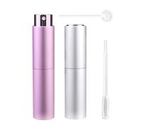 Zingso Mini botellas de perfume recargables portátiles, 3 unidades, atomizador de perfume de tamaño de viaje, funda para exteriores y viajes, con embudo y difusor de perfume (10 ml rosa + plateado)