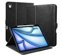 Zinibri Funda Compatible con iPad Air 11 Pulgadas M2 2024,iPad Air 6 5 4 Generación 2022 2020 10,9" con Portalapiz Bolsillo Correa de Man Magnético Carcasa Cuero PU Soporte Auto Sueño/Estela,Negro