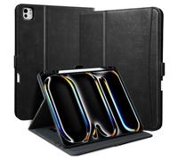 Zinibri Funda para iPad Pro 11 Pulgadas M4 2024 (5.ª Generación) A2836 A2837 con Portalapiz Bolsillo Correa de Mano Cierre Magnético Carcasa Cuero PU Soporte Case Auto Sueño/Estela,Negro