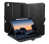 Zinibri Funda para iPad Pro 11 Pulgadas M4 2024 (5.ª Generación) A2836 A2837 con Portalapiz Bolsillo Correa de Mano Cierre Magnético Carcasa Cuero PU Soporte Case Auto Sueño/Estela,Negro