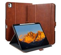 Zinibri Funda para iPad Pro 13 Pulgadas M5/M4 (2025/2024) con Portalapiz Bolsillo Correa de Mano,Cierre Magnético,Múltiples Ángulos de Soporte,Carcasa Cuero PU Case,Auto Sueño/Estela,Marrón Claro