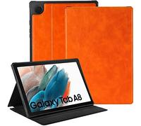 Zinibri Funda Tablet Compatible con Samsung Galaxy Tab A8 10,5 Pulgadas 2021 2022 SM-X200/SM-X205/SM-X207 Carcasa Libro Cuero PU Múlti Ángulos Soporte Case Cover Auto Sueño/Estela,Naranja