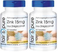 Zink 15mg - Suplemento de Picolinato de Zinc vegano - Alta pureza - 60 Cápsulas (Paquete de 2)