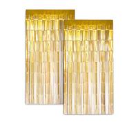 Zink - Pack de 2 Cortinas de Papel de Aluminio Dorado de 90 x 190 cm - Serpentinas de oropel para fotomatón, Fiestas de cumpleaños, Bodas, graduaciones y Decoraciones navideñas