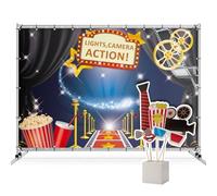 Zink Paquete de fotomatón Hollywood: Kit de 15 Piezas con temática de Hollywood, con Fondo de 1,35 x 1,83 m, Accesorios precortados, Palos y Adhesivos.