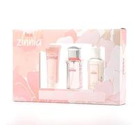 ZINNIA - Flor de Zinnia Colonia 100 ml + Crema de Cuerpo 100 ml + Crema de Manos 75 ml, Estuche de Regalo Mujer, Eau de Toilette Femenina, Aroma Dulce Afrutado, Fragancia Fresca de Larga Duración
