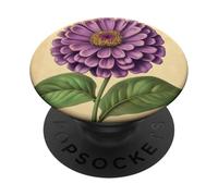 Zinnia Floral Vintage Ilustración Científica Flor PopSockets PopGrip Adhesivo