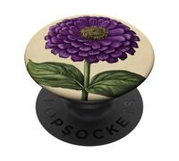 Zinnia Floral Vintage Ilustración Científica Flor PopSockets PopGrip Adhesivo