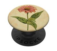 Zinnia Floral Vintage Ilustración Científica Flor PopSockets PopGrip Adhesivo