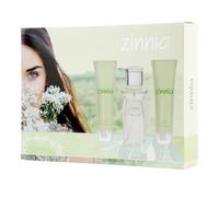 ZINNIA - Original Colonia 75 ml + Crema de Manos 75 ml + Loción Corporal, Estuche de Regalo Mujer, Eau de Toilette Femenina, Aroma Cítrico y Floral, Fragancia Fresca de Larga Duración