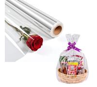 Zinnia - Rollo de papel de regalo transparente de celofán de 50 cm x 20 m para regalos de cumpleaños, fiestas de Año Nuevo, Navidad, aniversario, flores, manualidades, cestas y decoraciones
