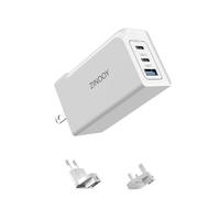 ZINOOY 65W USB C Cargador, Multi-puerto Tipo C GaN Adaptador de corriente con US EU UL Plug, PD 3.0 Bloque cargador rápido de pared para MacBook Pro/Air, iPhone 15, iPad Pro, Galaxy S23, Steam Deck