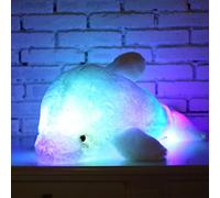 Zinsale 7 Cambio de Color LED aclarar Juguete de delfín Relleno Almohada de Felpa Luz de Noche balancines de Peluche (Azul, 30cm)