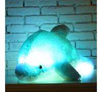 Zinsale 7 Cambio de Color LED aclarar Juguete de delfín Relleno Almohada de Felpa Luz de Noche balancines de Peluche (Blanco, 30cm)