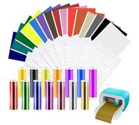 Zinueen 40 unidades de vinilo Smart Permanent para plóter Cricut Joy, vinilo inteligente metálico, vinilo con purpurina, autoadhesivo, juego de láminas de transferencia para tazas, coche, decoración