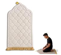 Zinueen Alfombra de oración acolchada Seccade - estilo turco, suave y gruesa para Ramadán, regalo Umrah, Tespih Islam, alfombra de oración para ir, Namazlik (65 x 110 cm) (color crema)