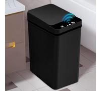 Zinueen Cubo de Basura Para Baño, 12 L, con Sensor Inteligente, Es un Cubo de Basura de Plástico ABS para la Cocina Está Equipado con Una Tapa, se Cierra Silenciosamente y Es Resistente Agua (Negro)