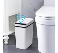 Zinueen Cubo de Basura Para Baño, 12 L, con Sensor Inteligente, Es un Cubo de Basura de Plástico ABS para la Cocina Está Equipado con Una Tapa, se Cierra Silenciosamente y Es Resistente Agua (Blanco)
